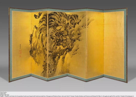岸驹，《龙虎图屏风》，1835年，芝加哥艺术博物馆，馆藏编号：2016.314a-b