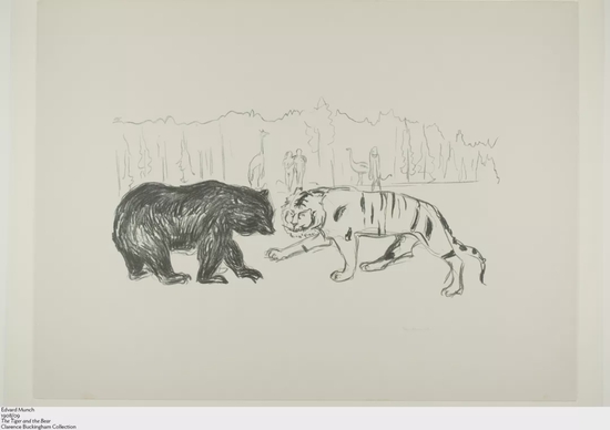 爱德华·蒙克，《虎与熊》，1908/09年，芝加哥艺术博物馆，馆藏编号：1963.346