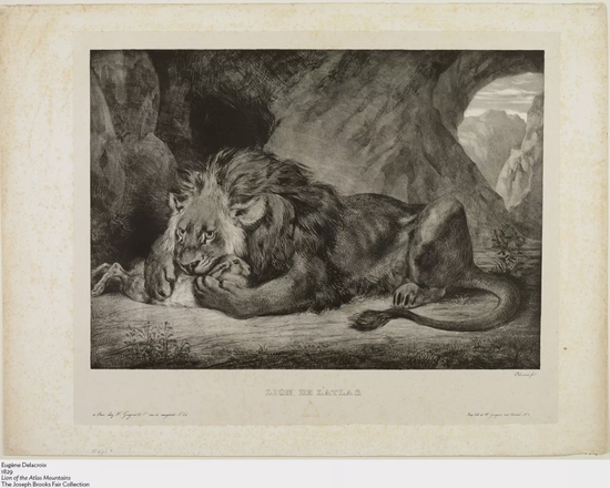 欧仁·德拉克罗瓦，《阿特拉斯山脉上的狮子》，1829年，芝加哥艺术博物馆，馆藏编号：1927.1646